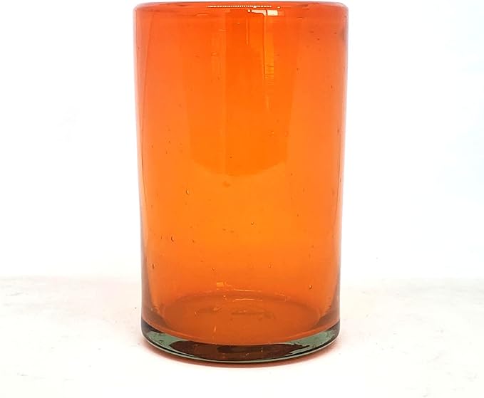 Solid Orange 14 oz Drinking Glasses (set of 6), Recycled Glass, Lead-free, Toxin-Free (14oz Drinking)