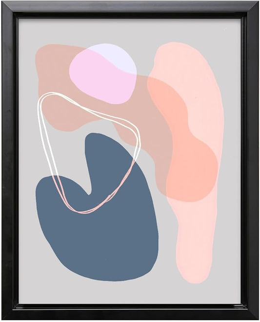 Monem Art Abstract Organic Shapes Print - Minimal Scandinavian Line Art Poster - Wall Decor for Living Room, Bedroom or Office - 16x20 Black Framed CANVAS Wall Art by Mareike Bohmer