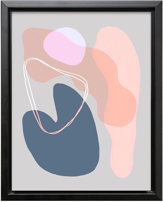 Monem Art Abstract Organic Shapes Print - Minimal Scandinavian Line Art Poster - Wall Decor for Living Room, Bedroom or Office - 16x20 Black Framed CANVAS Wall Art by Mareike Bohmer