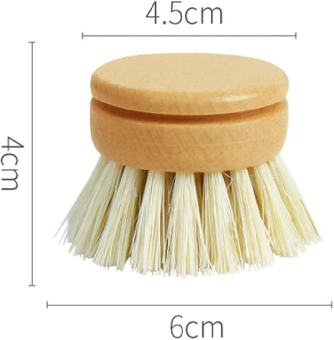 Dish Brush Replacement Heads, 5 Pieces Natural Sisal Hemp & Beech Wood Scrubbing Brushes, Eco-Friendly Kitchen Refills