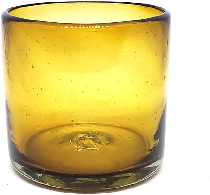 Solid Amber 12 oz Large DOF Glasses (set of 6), Recycled Glass, Lead-free, Toxin-Free (12oz Large DOF)