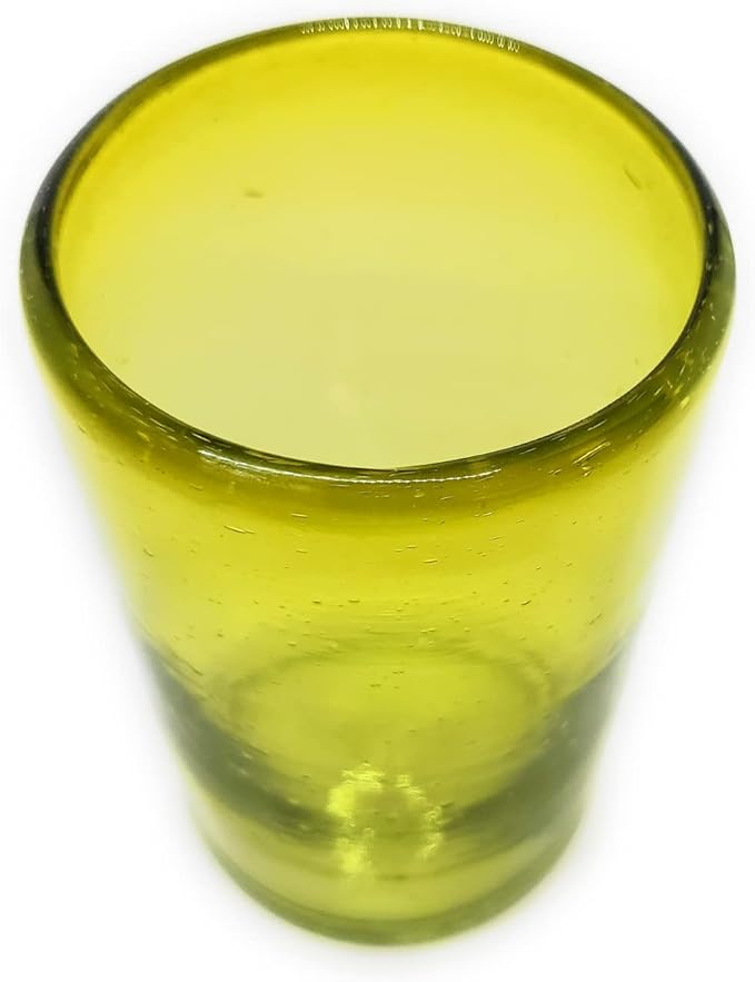 Solid Yellow 14 oz Drinking Glasses (set of 6), Recycled Glass, Lead-free, Toxin-Free (14oz Drinking)