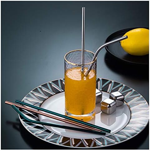 Set of 48 Stainless Steel Metal Straws 8.5'' Reusable Drinking Straws For 20oz Tumblers Yeti 6mm Diameter (48 Bent)