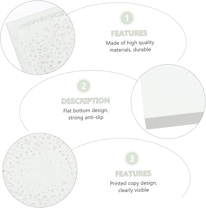 Water Absorbent Diatomite Soap Holder Anti-Slip Bath Soap Dish Flat Bottom Shower and Sink Bathroom