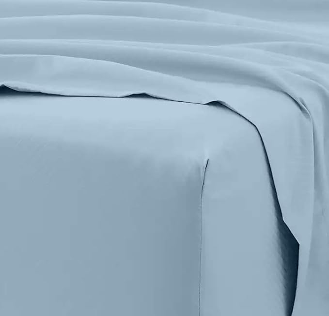 Femini Fashion 100% Organic Cotton Bed Sheets 800-Thread-Count, 16-Inch Deep-Pocket, Luxury Breathable Crisp 4-Piece Bed Sheet Set (1 Flat Sheet, 1 Fitted Sheet, 2 Pillowcases) - Full, Light Blue