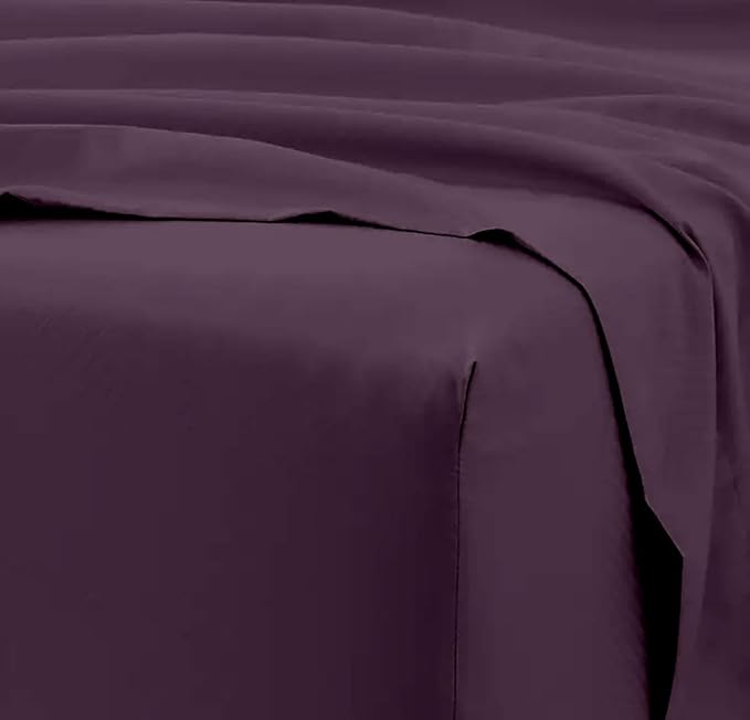 Femini Fashion 100% Organic Cotton Bed Sheets 800-Thread-Count, 16-Inch Deep-Pocket, Luxury Breathable Crisp 4-Piece Bed Sheet Set (1 Flat Sheet, 1 Fitted Sheet, 2 Pillowcases) - Full, Plum