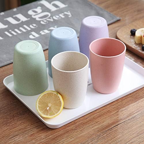 Eco-friendly Unbreakable Reusable Drinking Cup for Adult(12 OZ), Wheat Straw Glasses Healthy Tumbler Set 5-Multicolor, Dishwasher Safe