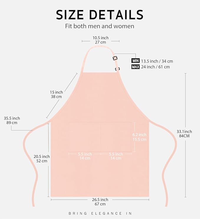 Syntus Apron for Men Women, Adjustable Cooking Kitchen Chef Aprons with 2 Pockets