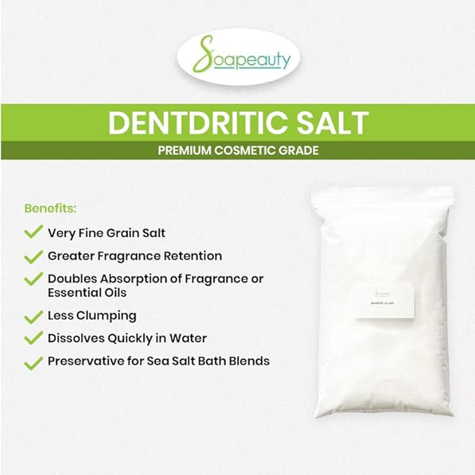Soapeauty Dendritic Salt | Premium Fine Grain Bath and Body Salt for Scrubs, Exfoliants, and Milk Baths | High Absorption for Fragrance Oils and Essential Oils | 12 oz