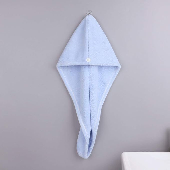 Microfiber Hair Drying Wrap Towel for Women Turban Fast Dry Blue