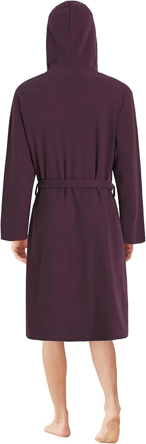 Latuza Men's Waffle Knit Hooded Robe Lightweight Bathrobe