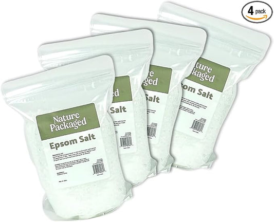 Epsom Salt (48oz) - Direct from The Shore of The Dead Sea - Organic Salt as Body Scrubs, Bath Salt, and Foot Bath Soak 4 Packs
