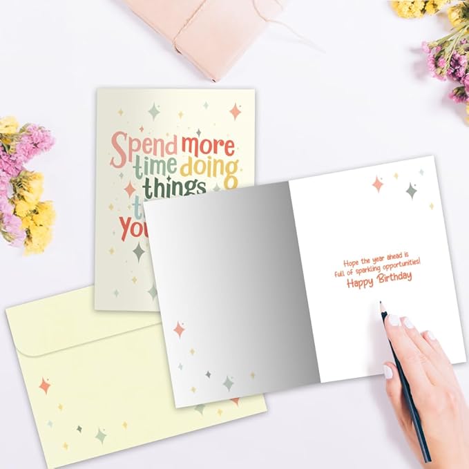 Tree-Free Greetings - Birthday Cards - Artful Designs - 2 Cards + Matching Envelopes - Made in USA - 100% Recycled Paper - 5 x 7 - Soul Sparkle (GT65292)