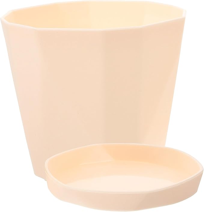 Luxshiny Degradable Succulent Plant Pot with Saucer, White Creative Planting Basin for Indoor Outdoor Garden Use, Eco-Friendly Biodegradable Flower Container
