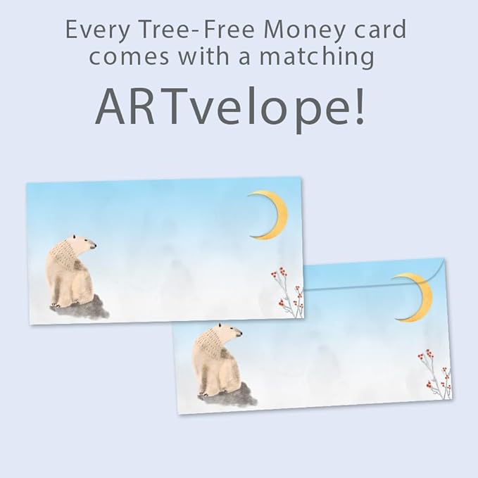 Tree-Free Greetings - Solstice Money Holder Card - Artful Designs - 1 Money Holder Greeting Card + Matching Envelope - Made in USA - 100% Recycled Paper - 3.7 x 7 - Peace and Quiet (ZO70078)