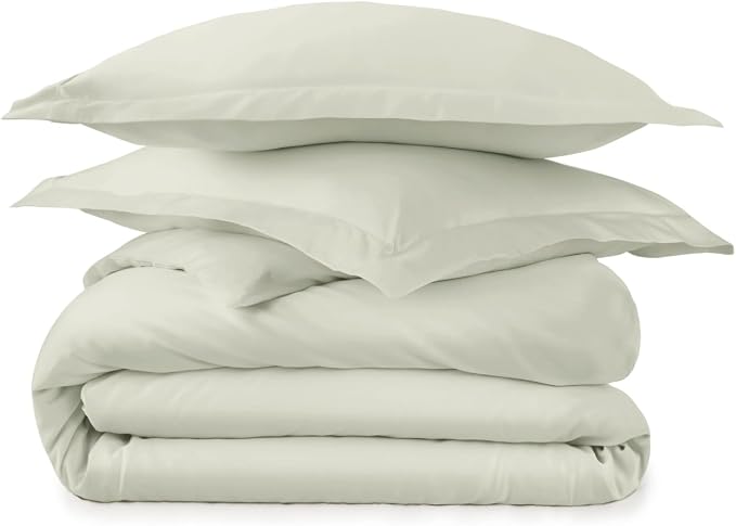 100% Organic Cotton Duvet Cover King Size - Naturally Soft Lightweight & Cooling Duvet Cover Set with Decorative Shams - Premium GOTS Certified 300 Thread Count Sateen Weave (Pastel Green, King)