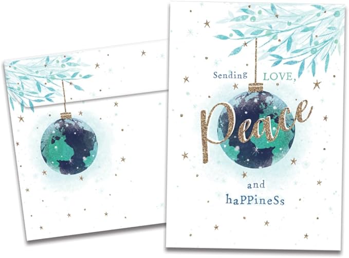 Tree-Free Greetings - Season's Greeting Cards - Artful Designs - 10 Cards + Matching Envelopes - Made in USA - 100% Recycled Paper - 5 x 7 - World Peace (AHB1314)