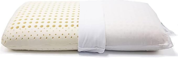 ORGANIC TEXTILES Dunlop Medium Firm Latex Bed Pillow with Organic Cotton Cover - GOTS and GOLS Certified (Queen) - Pack of 1