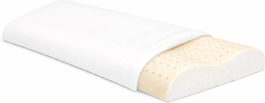 ORGANIC TEXTILES Organic Latex Contour Pillow with Organic Cotton Cover - GOTS & GOLS Certified, Ergonomic Contour Design, Bed Pillow, Spine Support - (Travel) - Pack of 1