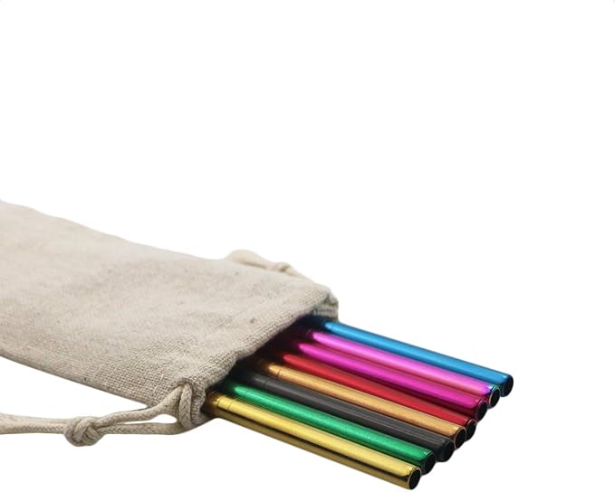 Metal Straws Stainless Steel Straws 8.5" Drinking Straws Reusable 4 Set - Ultra Long Muti Color-Cleaning Brush for 20/30 Oz for Trail Tumblers Yeti RTIC SIC Ozark (2 Straight|2 Bent|1 Brush）