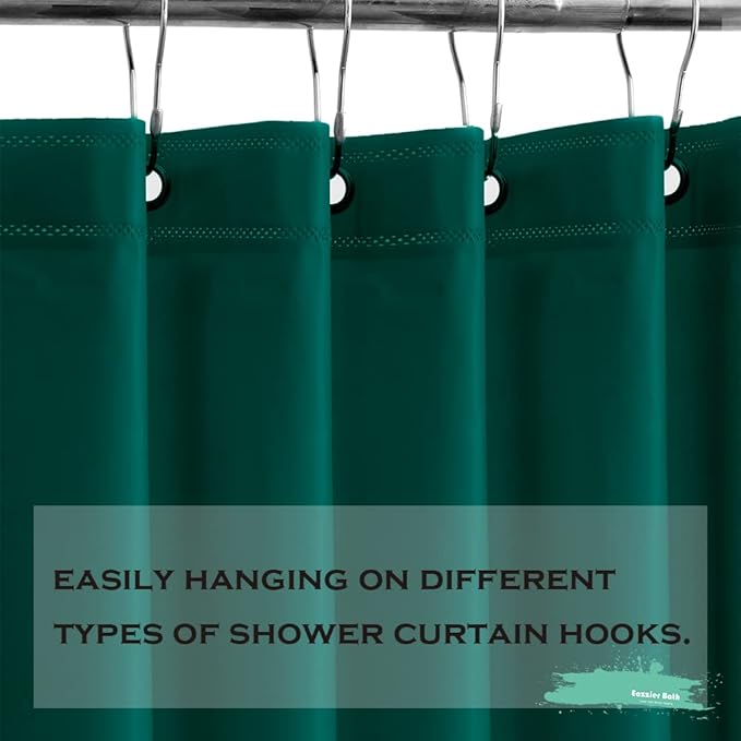 Dark Green Plastic Shower Curtain Or Liner, 72x72 Inch Lightweight Plastic Bathroom Shower Showroom Inner Curtain with Rustproof Metal Grommet Holes and Weighted Magnets