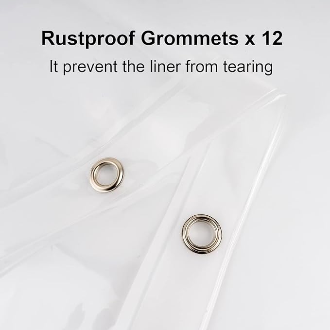 EurCross Heavy Duty Clear Shower Curtain Liner with 5 Magnet Weights, Waterproof PVC-Free PEVA Clear Plastic Shower Curtain for Bathroom 72 x 72 inches