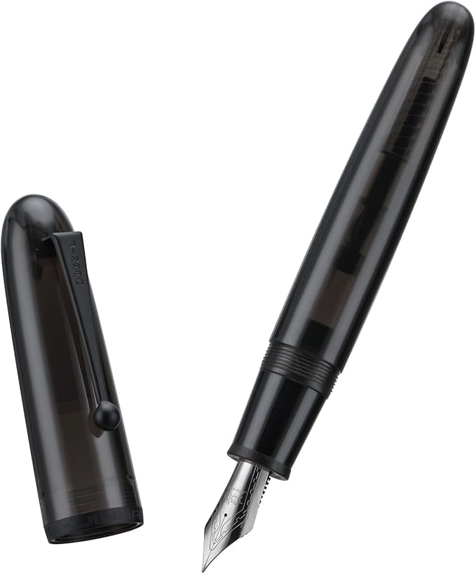 Jinhao 9019 DaDao Series Fountain Pen, Size 8 Extra Fine Nib with Large Ink Converter, Transparent Black Acrylic Design Smooth Writing Pen