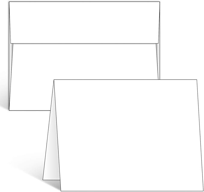 Ohuhu Blank White Cards and Envelopes 100 Pack - 5" x 7" Heavyweight Folded Cardstock and A7 Envelopes for DIY Greeting Cards Wedding Birthday Invitations Baby Shower Thank You Cards and All Occasions