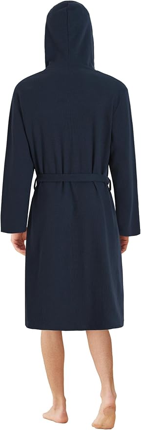 Latuza Men's Waffle Knit Hooded Robe Lightweight Bathrobe