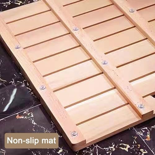 Non-Slip Wood Bath Mat,Bamboo Bath Mat for Shower Room and Bathroom Non Slip Waterproof Solid Wood Duck Board Multipurpose Wooden Mat for Bathtub Customizable Size (75x120cm/30x47in)