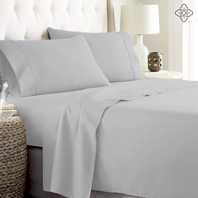 Bioweaves 100% Organic Cotton Sheets, 300 Thread Count 3-Piece GOTS Certified Bed Sheet Set Fits Mattress Upto 17" Deep Pocket, Soft & Silky Sateen Weave (Twin XL, Glacier Gray)