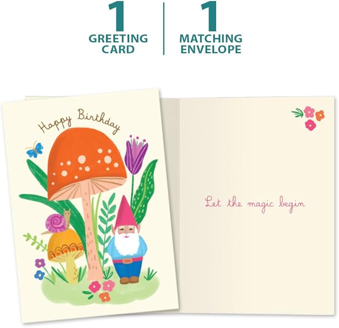 Tree-Free Greetings - Birthday Card - Artful Designs - 1 Card + Matching Envelope - Made in USA - 100% Recycled Paper - 5 x 7 - Grow Your Own Magic (GO65210)