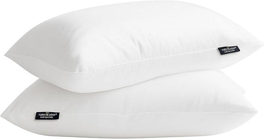 Farm To Home 100% Organic Cotton Cover Pillows Queen/Standard Size Set of 2, Down Alternative Hotel Quality Soft Bed Pillow for Back & Side Sleepers, Machine Washable, 20"x28", White