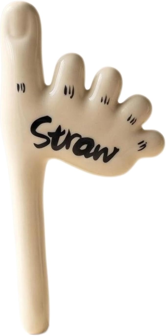 Funny Ceramic Foot Straw (Black pattern) | ceramic foot straw funny coffee straw cute toes straw