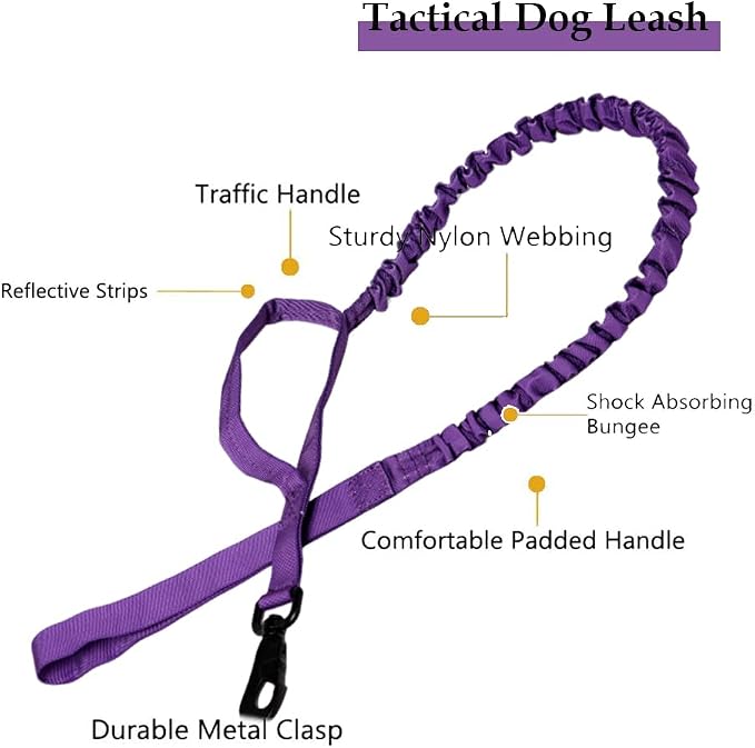 Tactical Dog Collar and Leash Set with Airtag Holder Waterproof Dog Airtag Collar with Handle Adjustable Heavy Duty Dog Collar Leash Set(DeepPurple，L