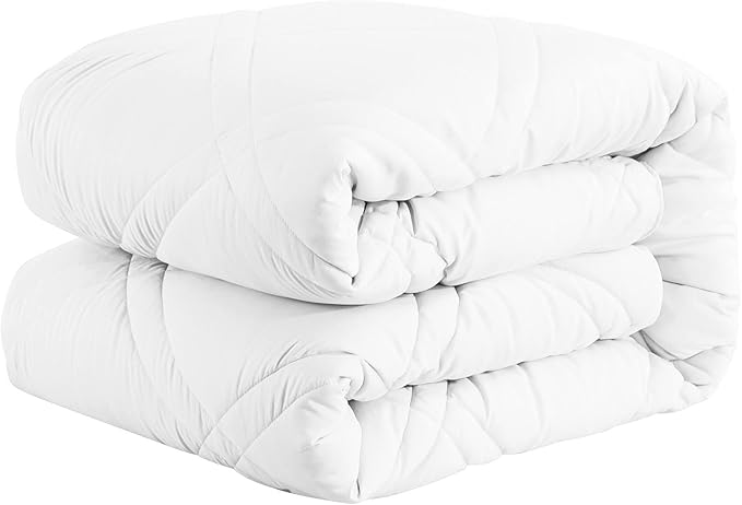 Feather and Loom Double Diamond Stitch Down Alternative All Seasons Comforter - Soft and Easy Care, Machine Washable Color: White Size: Full/Queen