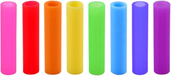 Toyvian 6pcs 304 Stainless Steel Drinking Tubes with Scratch-resistant Silicone Tips Set, Reusable Eco-conscious Straws for Home and Restaurant Use Random Color