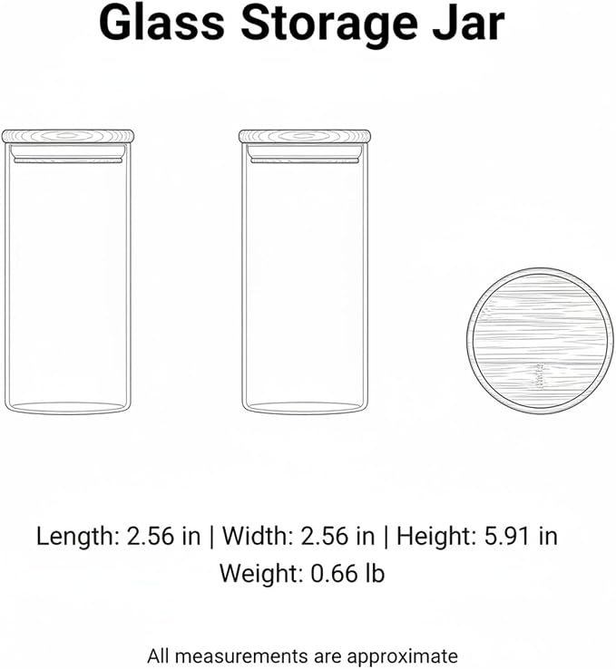 Borosilicate Glass Storage Jar with Bamboo Lid, Airtight Dry Food Canister for Kitchen Pantry & Countertop Organization