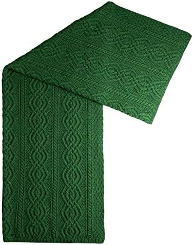 SAOL Luxurios Dara 100% Merino Wool Cable Knit Aran Throw/Blanket (Green) by 69 x 44 inches