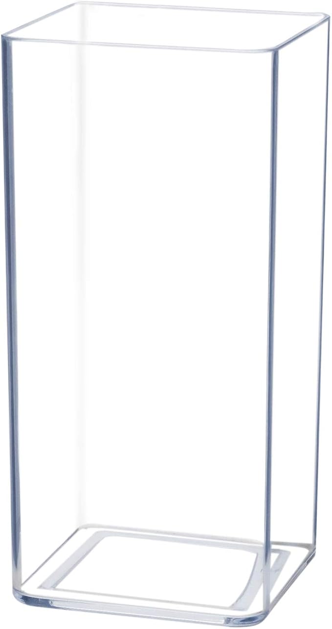 Royal Imports Flower Vase Acrylic Tall Rectangle - Decorative Centerpiece for Home or Wedding - Non Breakable Plastic, 5" X10 - Clear