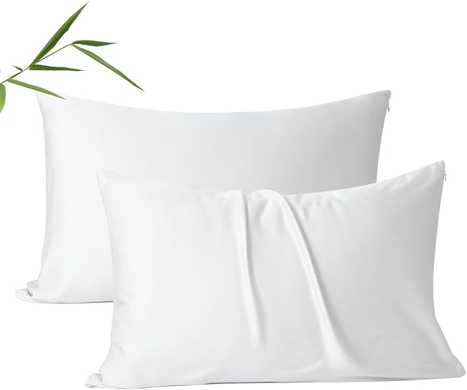 4 Pack Cooling Pillow Cases,Viscose Derived from Bamboo Pillow Protectors King Size Set of 4, 400 Thread Count Soft Silky Breathable Summer Pillow Cover with Zipper Hidden (4PCS, King,White)