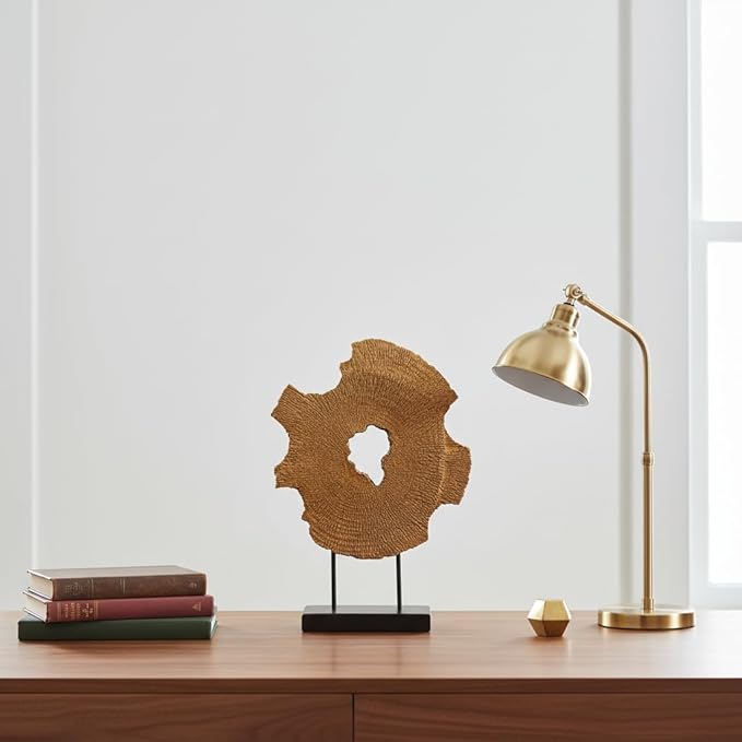 Modern Abstract Decorative Sculpture, Dining Living Room Desk Decor,Geometric Home Decor Statues,Shelf Top Decor Aesthetics, Wood Grain