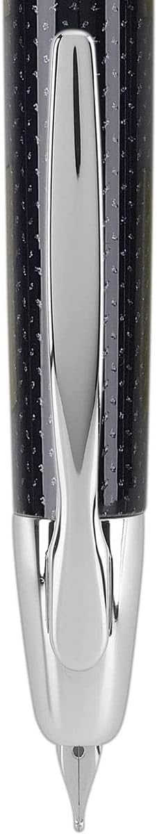 PILOT Vanishing Point Collection Refillable & Retractable Fountain Pen, Blue Carbonesque Barrel with Rhodium Accents, Blue Ink, Broad Nib (60349)