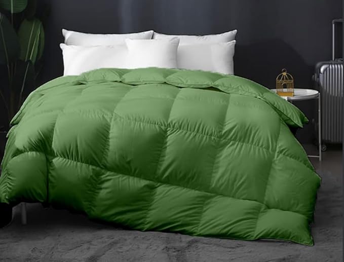 9.8 NEWTON Eco Friendly All Seasons Feather Down Alternative Comforter Full/Queen Size - Box Pleated Down Alternative Duvet Quilt Comforter Insert with Corner Tabs (90x90, Moss)