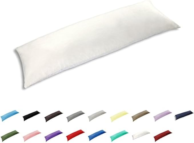 TAOSON 100% Cotton 300 Thread Count Envelope Style Body Pillow Cover,Long Pillowcase Pillow Protector Cushion Cover Non Zippered 20"x48" Fits 21 x 48 White Solid