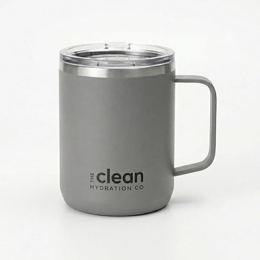 Coffee Mug Travel Mug Insulated 12 Oz | Ceramic Lined Travel Cup with Lid | Reusable Office Mug Double Wall Vacuum Eco-Friendly BPA-Free (Aqua) (Gray)