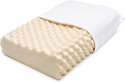 ORGANIC TEXTILES Organic Latex Contour Pillow with Organic Cotton Cover - GOTS & GOLS Certified, Ergonomic Contour Design, Bed Pillow, Spine Support - (Knobby) - Pack of 1