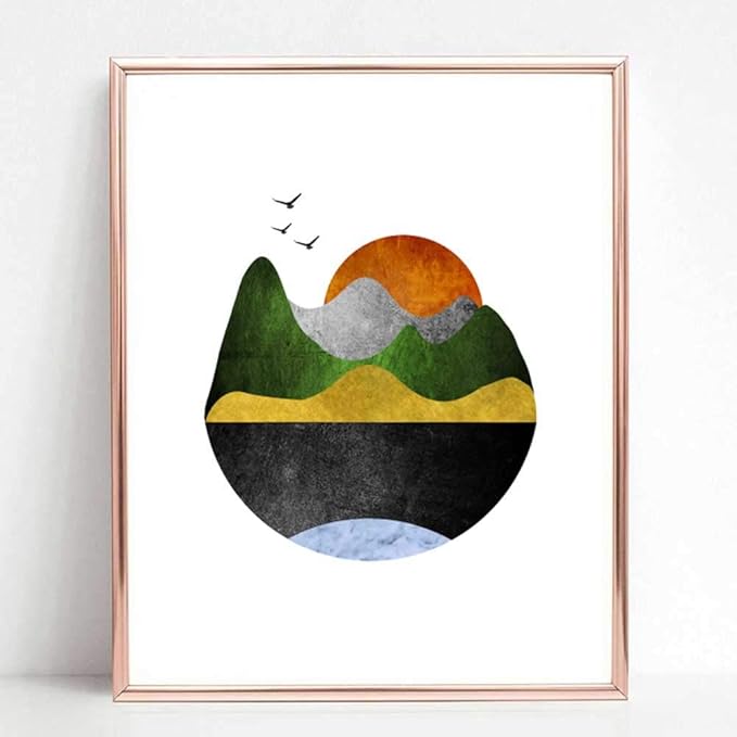 Abstract Mountain Art Print, Minimalist Abstract Wall Decor, Modern Geometric Wall Art, Set of 2 Prints - 8x10 inch - No Frame