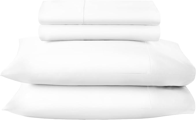 100% Organic Cotton Sheets Queen Size - GOTS Certified Organic Bed Sheets with Deep Pocket 500 Thread Count and Cozy Sateen Weave Gets Softer with Each Wash - Luxury 4 Piece Set (White, Queen)