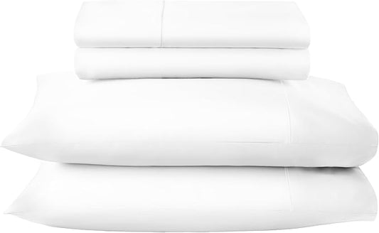 100% Organic Cotton Sheets Twin XL - GOTS Certified Organic Bed Sheets with Deep Pocket 500 Thread Count and Cozy Sateen Weave Gets Softer with Each Wash - Luxury 3 Piece Set (White, Twin XL)